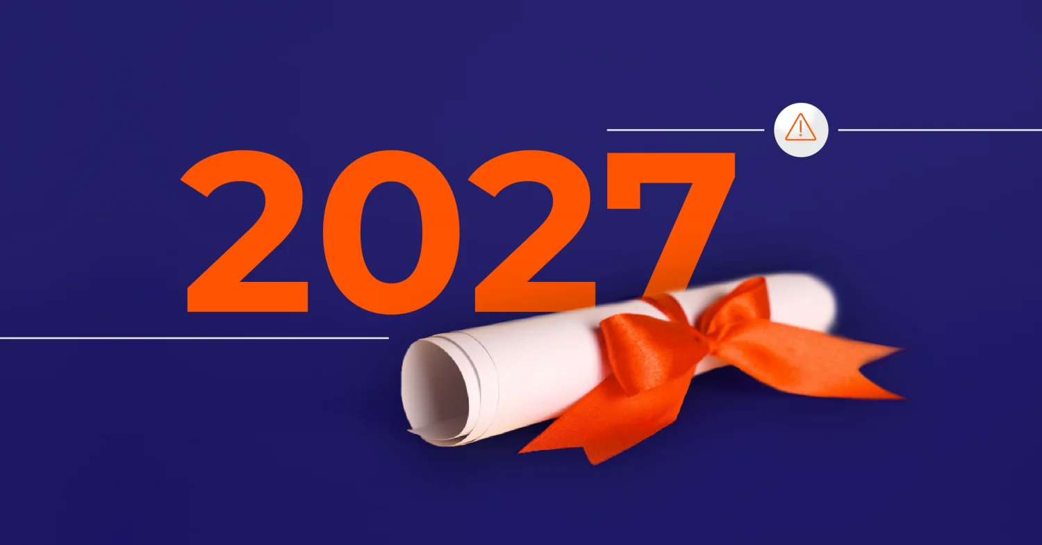 Visual showing a physical certificate rolled up and '2027' with a danger icon.