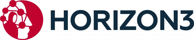 Horizon3.AI logo, Brain graphic in white and red with in grey 'HORIZON', spelled next to it.